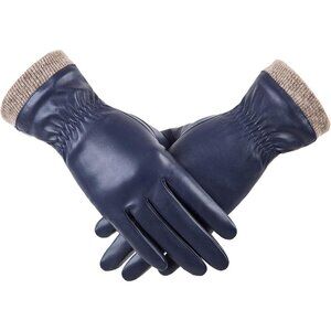 Women's Wool Fleece Lined Warm Gloves Touchscreen Texting Thick Driving Navy